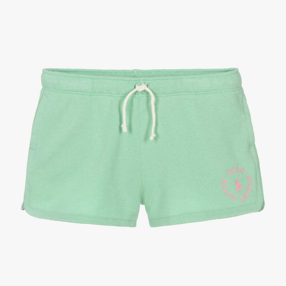 Ralph Lauren - Teen Girls Green Cotton Logo Shorts | Childrensalon