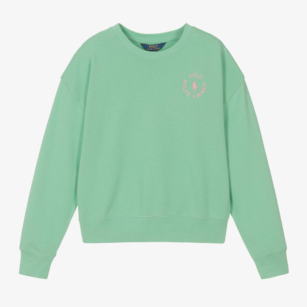 Polo Ralph Lauren - Teen Girls Green Cotton Logo Sweatshirt | Childrensalon