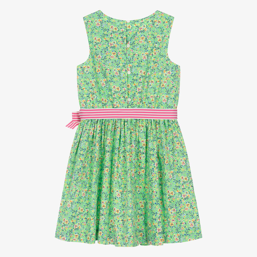 Ralph Lauren-Teen Girls Green Floral Cotton Dress | Childrensalon Outlet