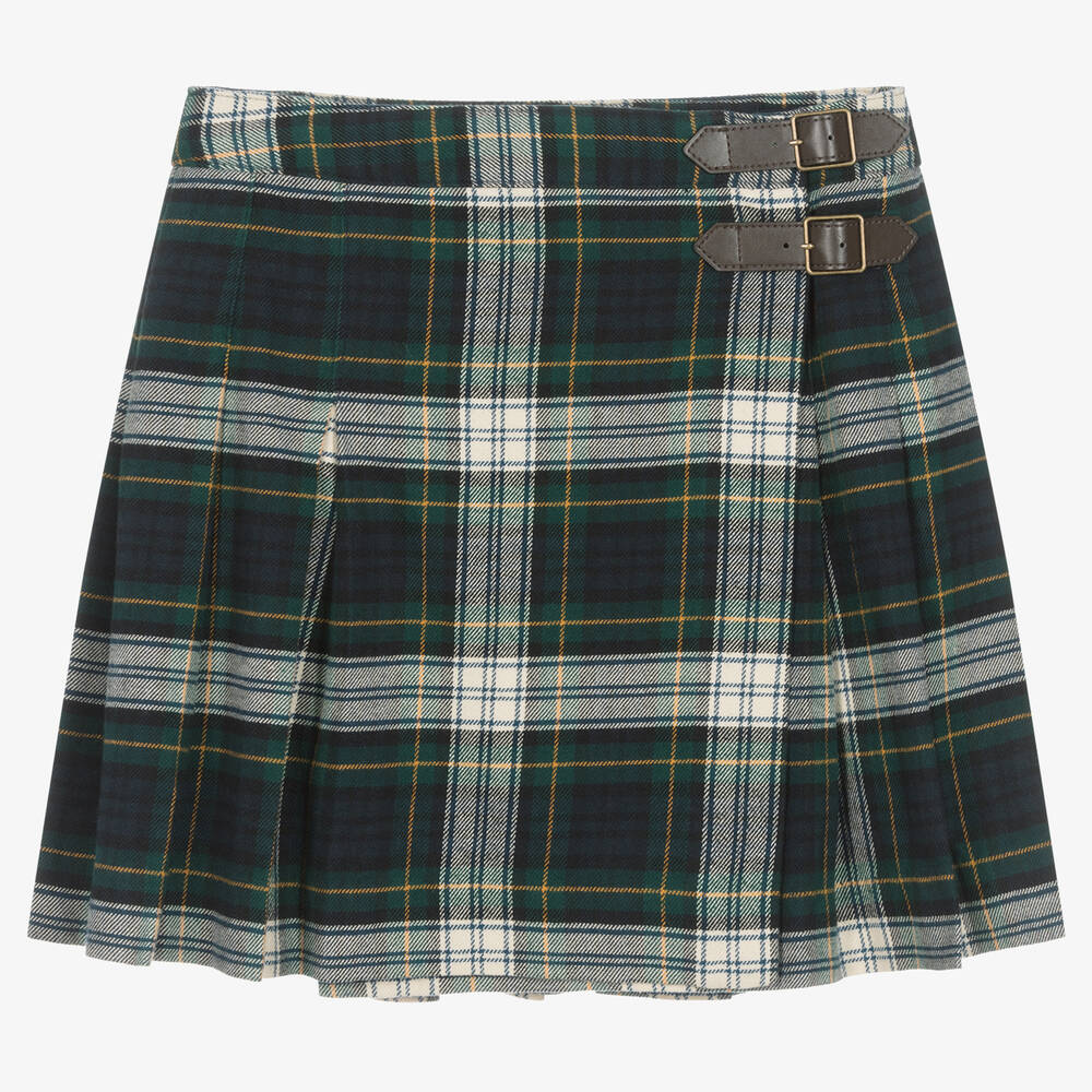Ralph Lauren - Teen Girls Green Tartan Check Skirt | Childrensalon