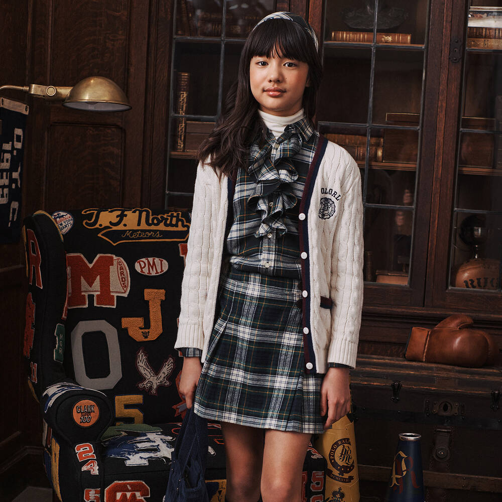 Ralph Lauren Teen Girls Green Tartan Check Skirt