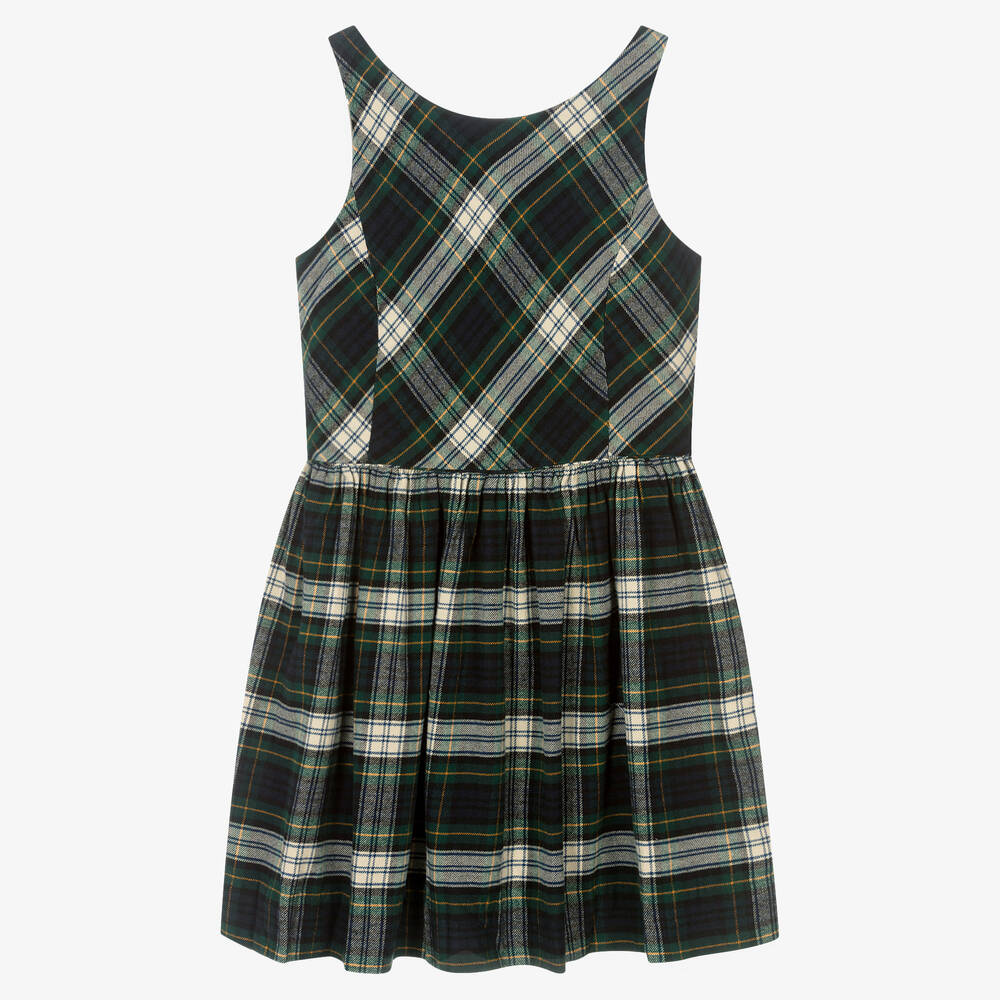Polo Ralph Lauren - Зеленое платье в шотландскую клетку для девочек-подростков | Childrensalon