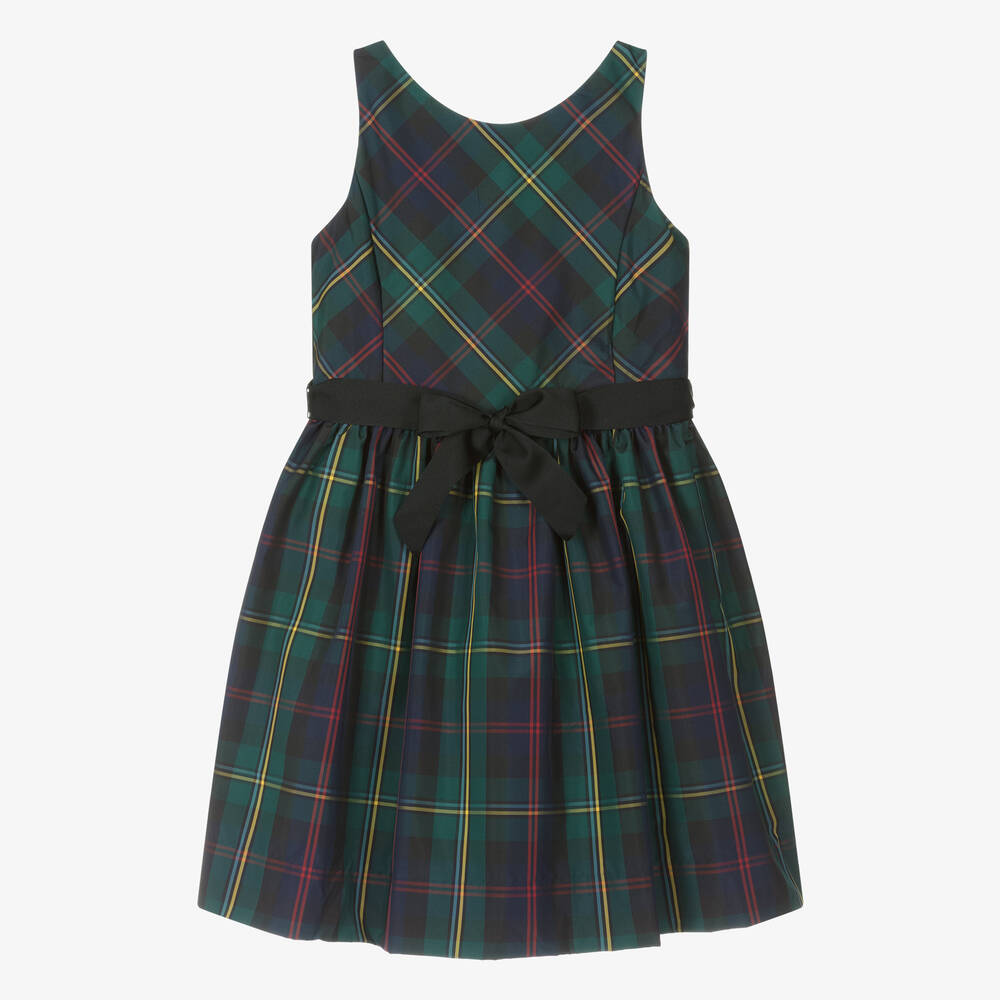 Ralph Lauren - Robe écossaise verte en taffetas | Childrensalon