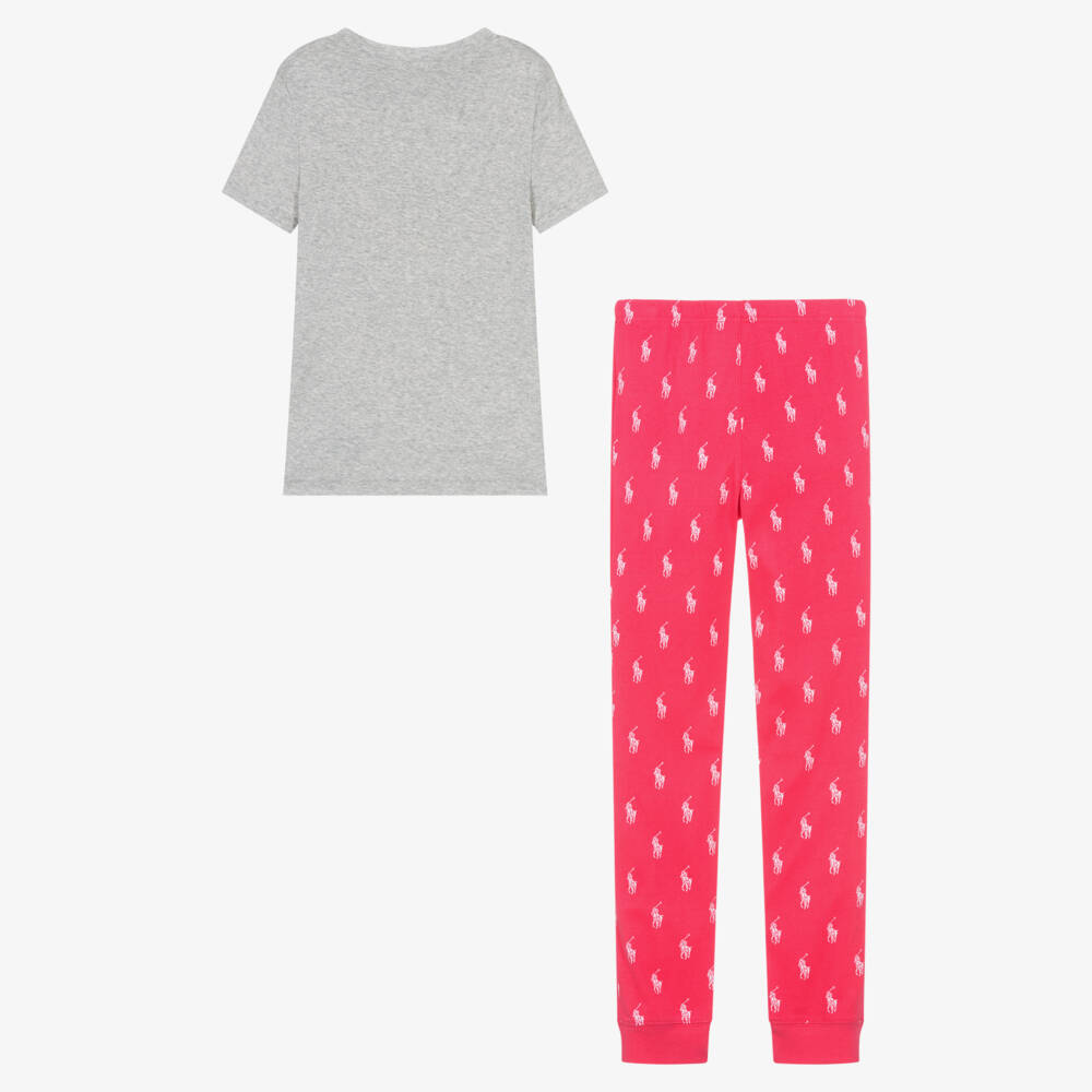 Ralph Lauren-Teen Girls Grey & Pink Cotton Pyjamas | Childrensalon Outlet