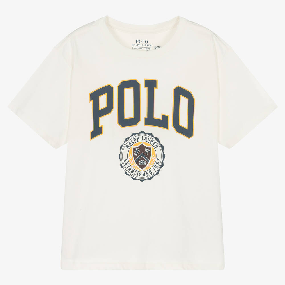 Ralph Lauren - Teen Baumwoll-T-Shirt in Elfenbein | Childrensalon