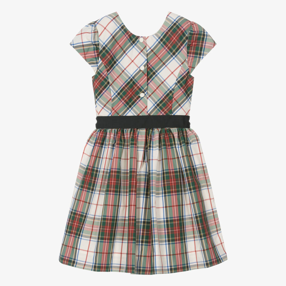 Ralph Lauren-Teen Girls Ivory & Green Tartan Taffeta Dress | Childrensalon Outlet