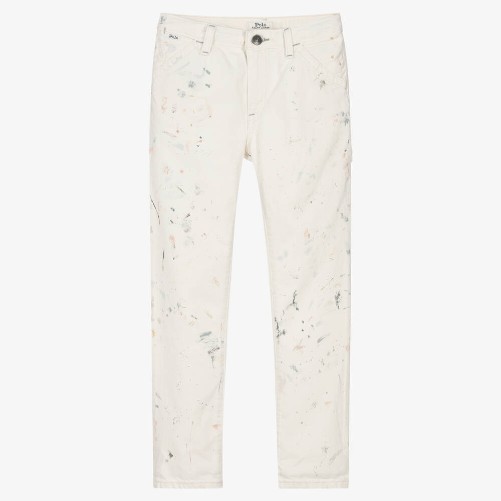 Ralph Lauren - Teen Girls Ivory Paint Splatter Jeans | Childrensalon