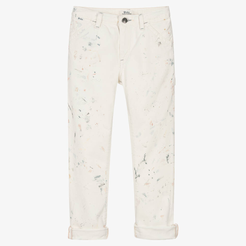 Ralph Lauren-Кремовые джинсы с брызгами краски | Childrensalon Outlet