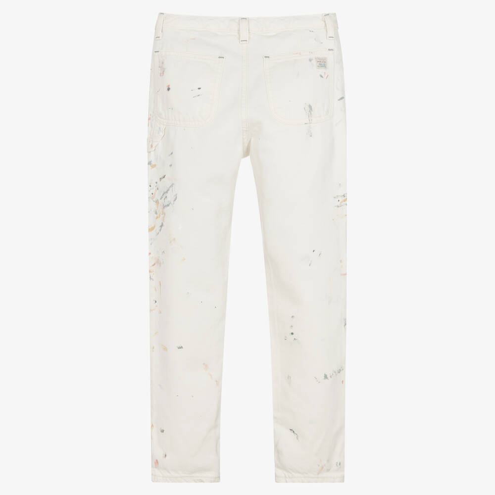 Ralph Lauren-Кремовые джинсы с брызгами краски | Childrensalon Outlet