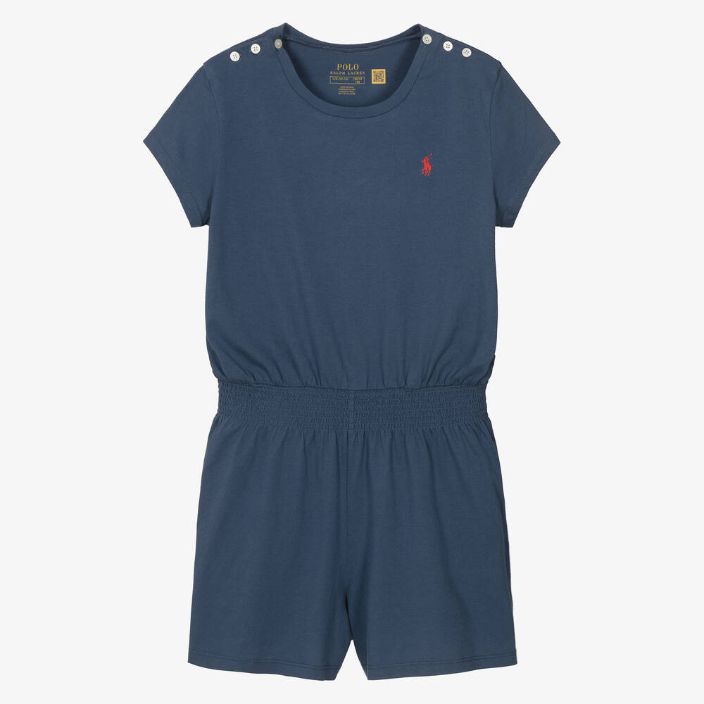 Polo Ralph Lauren - Combi-short bleu marine ado fille | Childrensalon