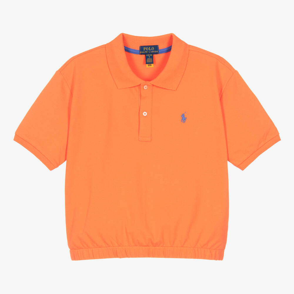 Ralph Lauren Teen Girls Orange Cotton Polo Shirt Childrensalon Outlet