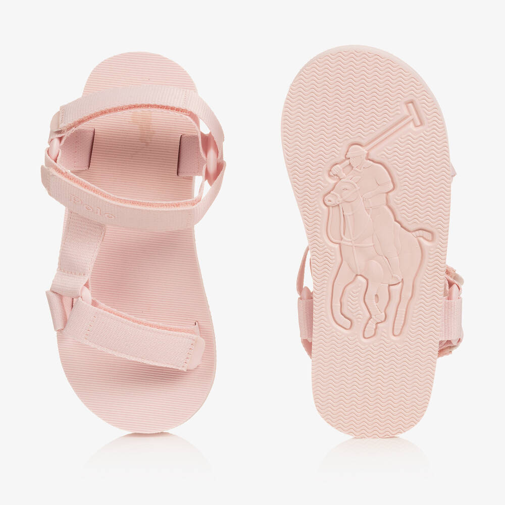 Polo Ralph Lauren - Teen Girls Pale Pink Velcro Logo Sandals