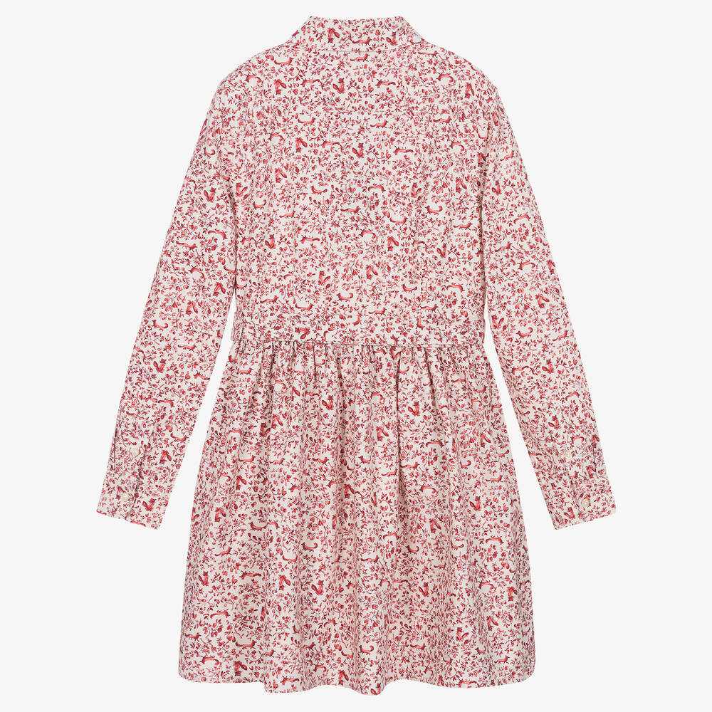 Ralph Lauren-فستان بطبعة ورود قطن لون زهري تينز بناتي | Childrensalon Outlet