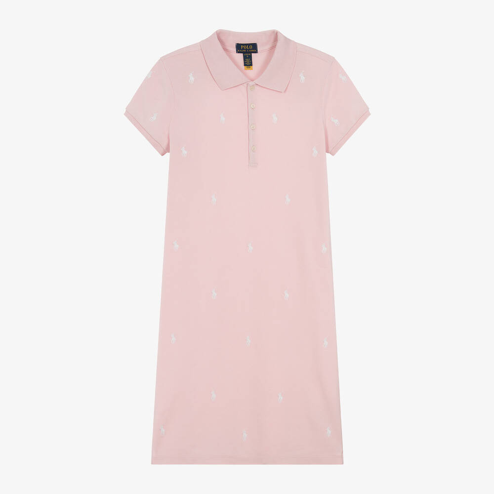 Ralph Lauren-Teen Girls Pink Cotton Piqué Polo Dress | Childrensalon Outlet