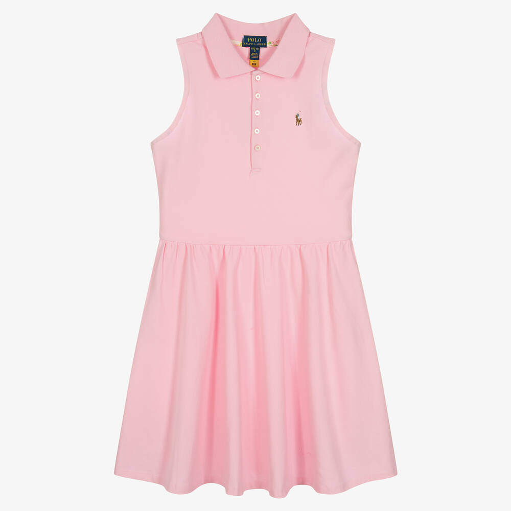 Ralph Lauren - Teen Girls Pink Cotton Polo Dress | Childrensalon