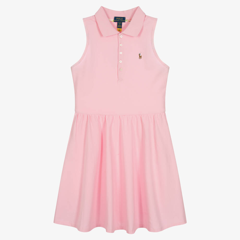 Ralph Lauren Robe polo rose en coton ado fille Childrensalon