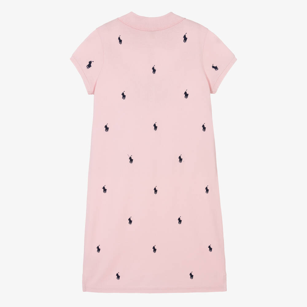 Ralph Lauren-فستان بولو تينز بناتي قطن بيكيه لون زهري | Childrensalon Outlet