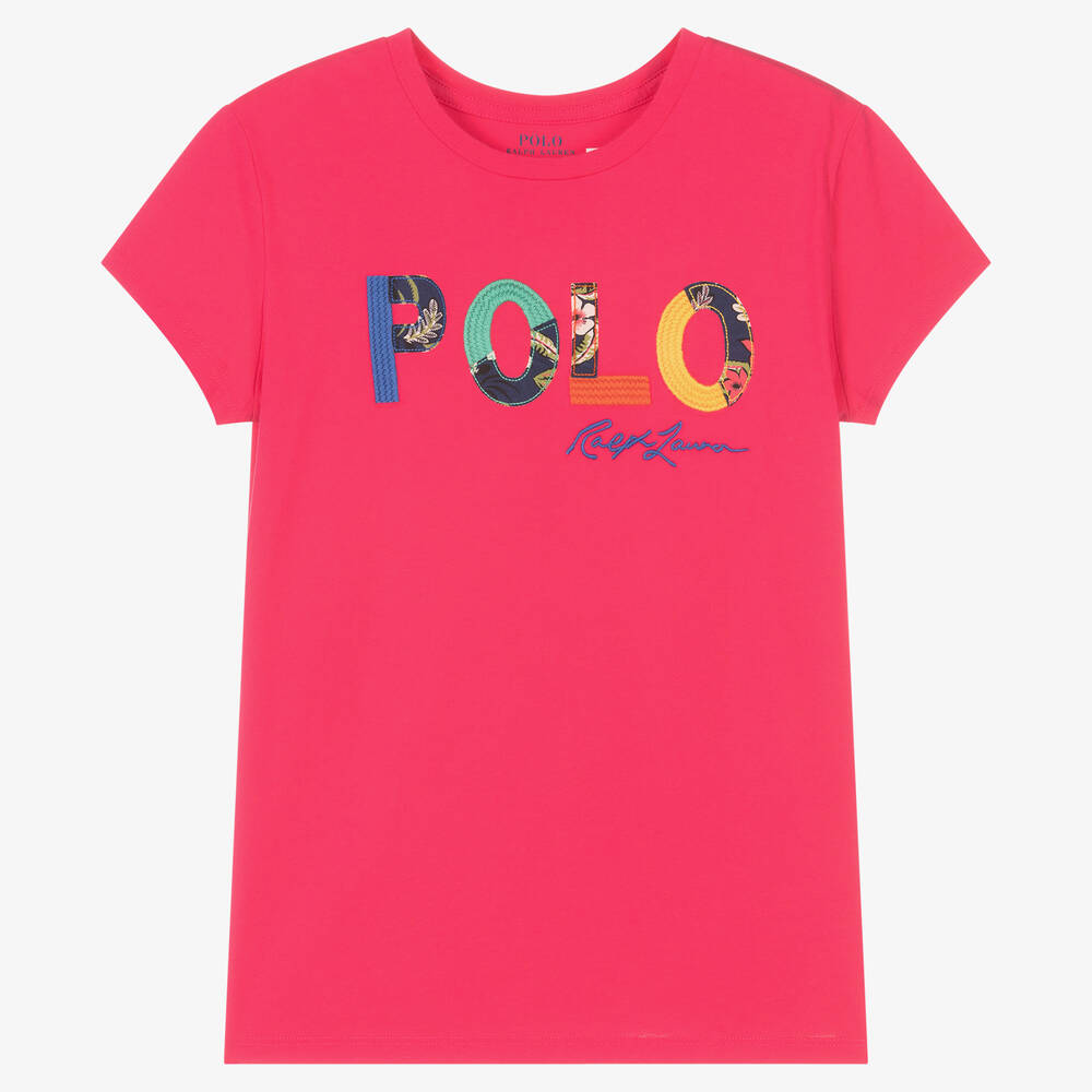 Ralph Lauren - Розовая хлопковая футболка для девочек-подростков  | Childrensalon