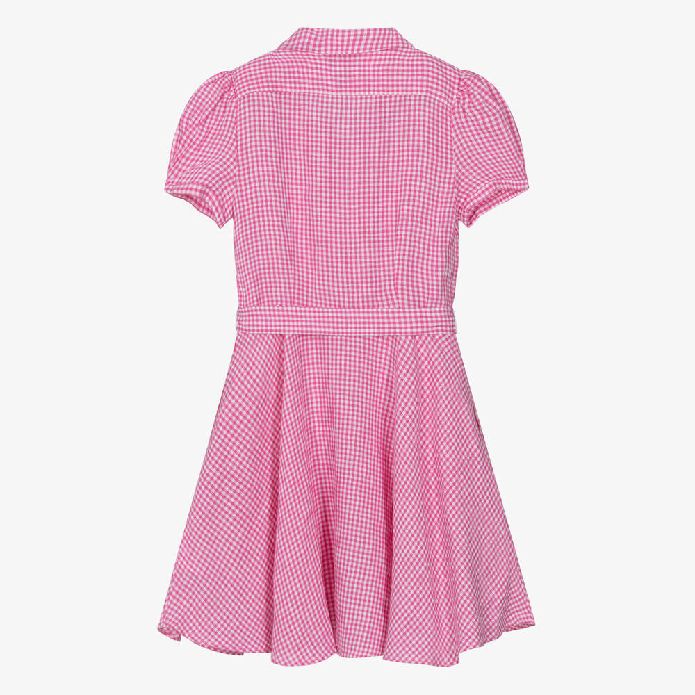 Ralph Lauren-فستان كتان لون زهري وأبيض للمراهقات | Childrensalon Outlet