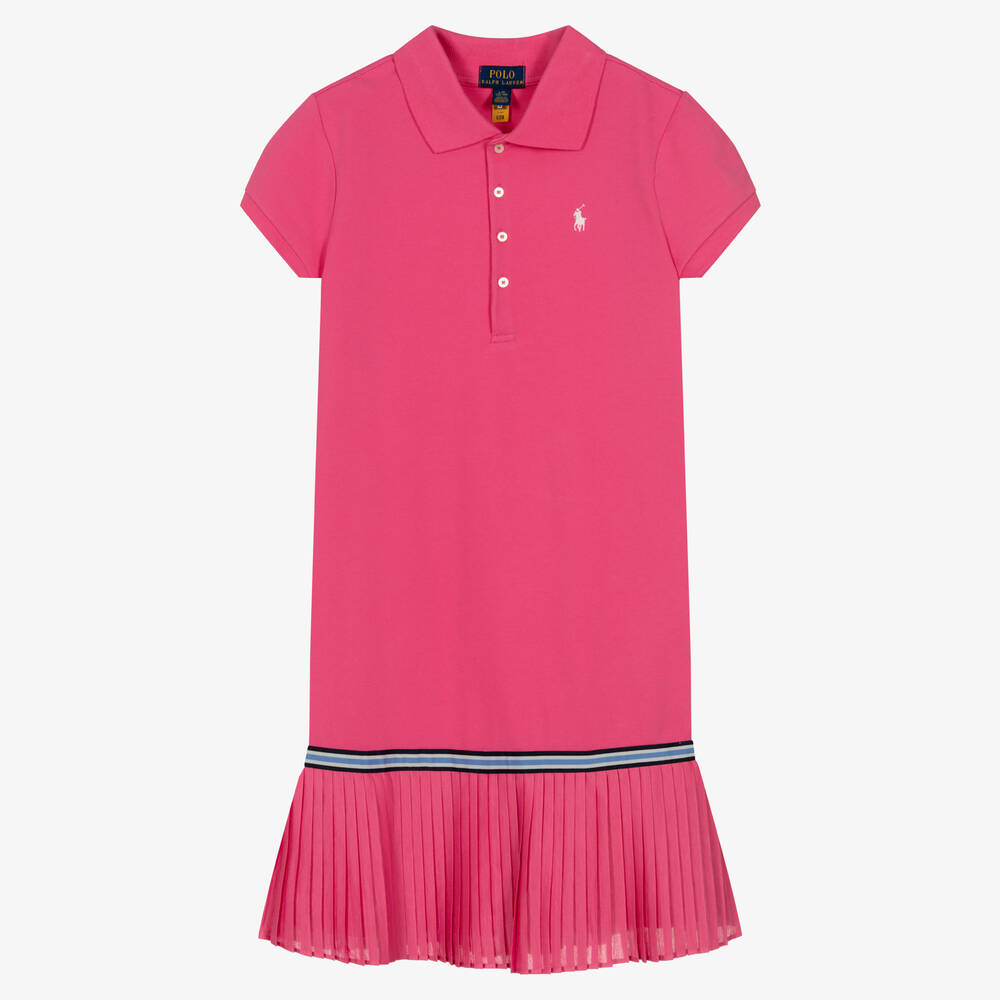 Polo Ralph Lauren - Robe polo rose ado fille | Childrensalon