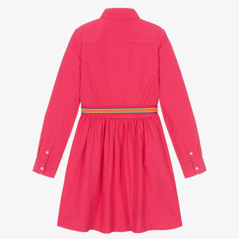 Ralph Lauren-فستان قميص تينز بناتي قطن أكسفورد لون زهري | Childrensalon Outlet