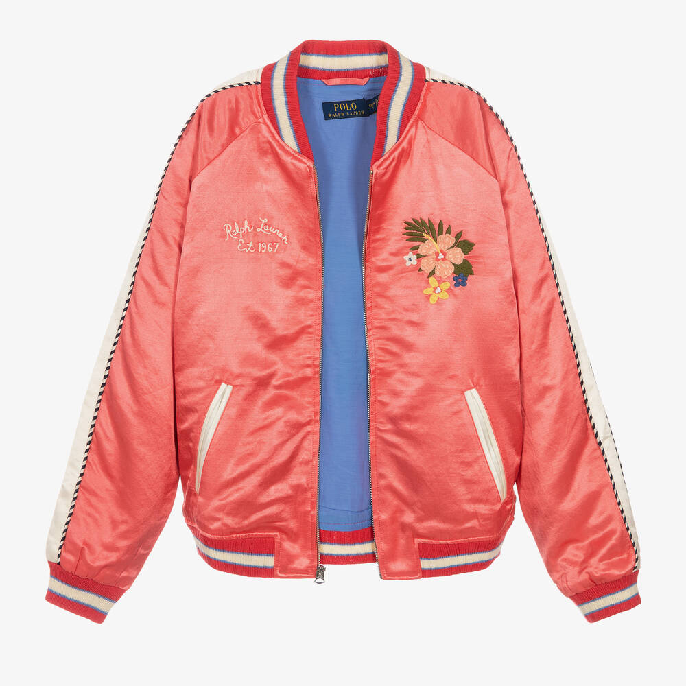 Ralph Lauren-Teen Girls Pink Satin Baseball Jacket | Childrensalon Outlet