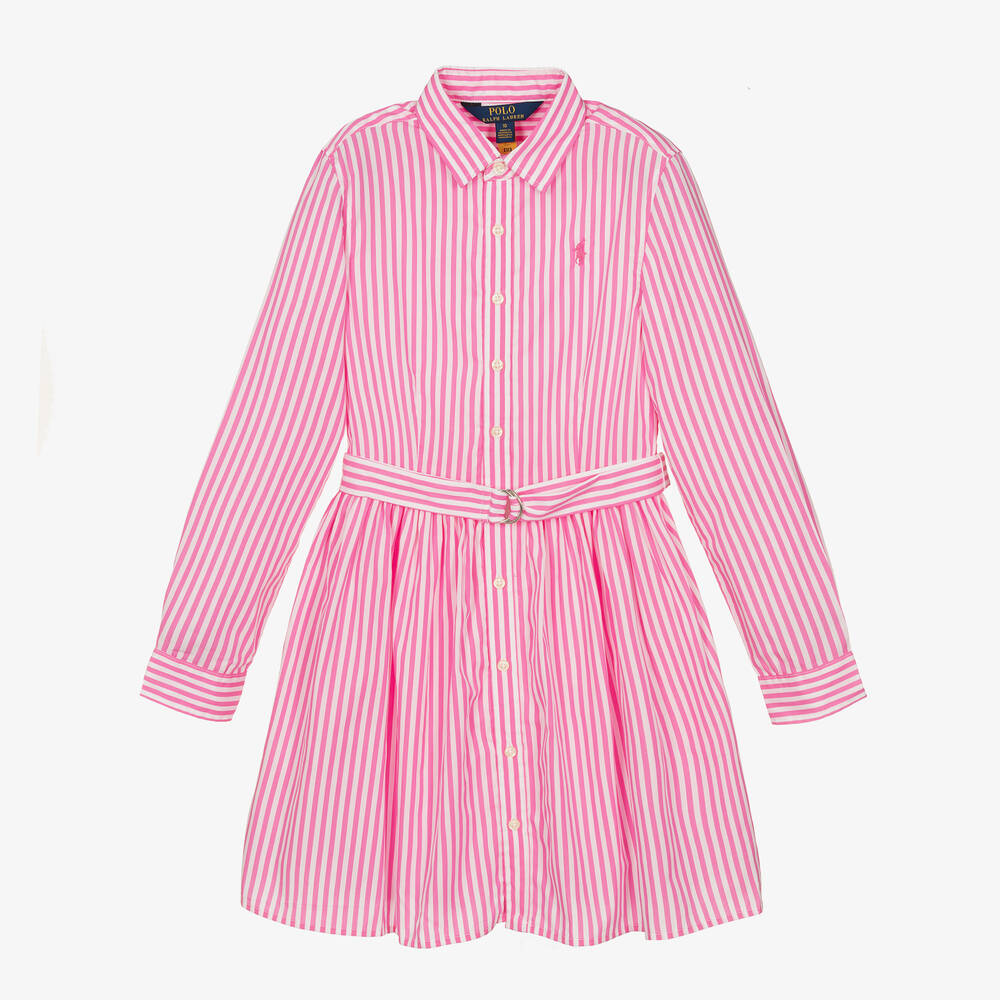 Polo Ralph Lauren - Teen Girls Pink Shirt Dress | Childrensalon