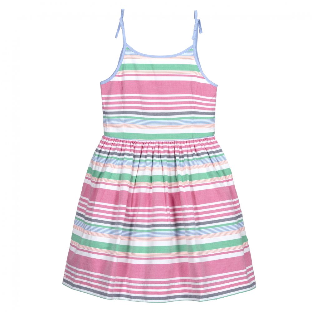 Polo Ralph Lauren - Robe rayée rose Ado fille | Childrensalon