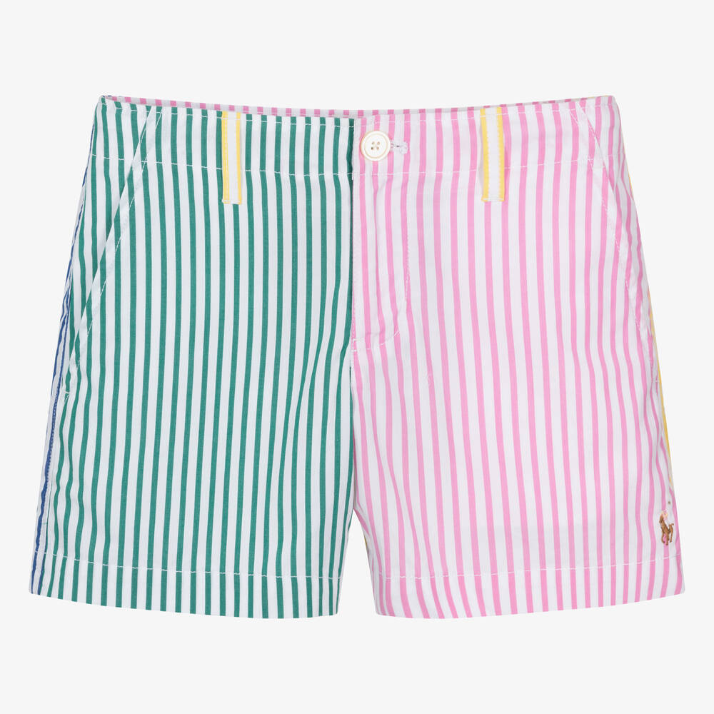 Ralph Lauren-Teen Girls Pink Striped Poplin Shorts | Childrensalon Outlet