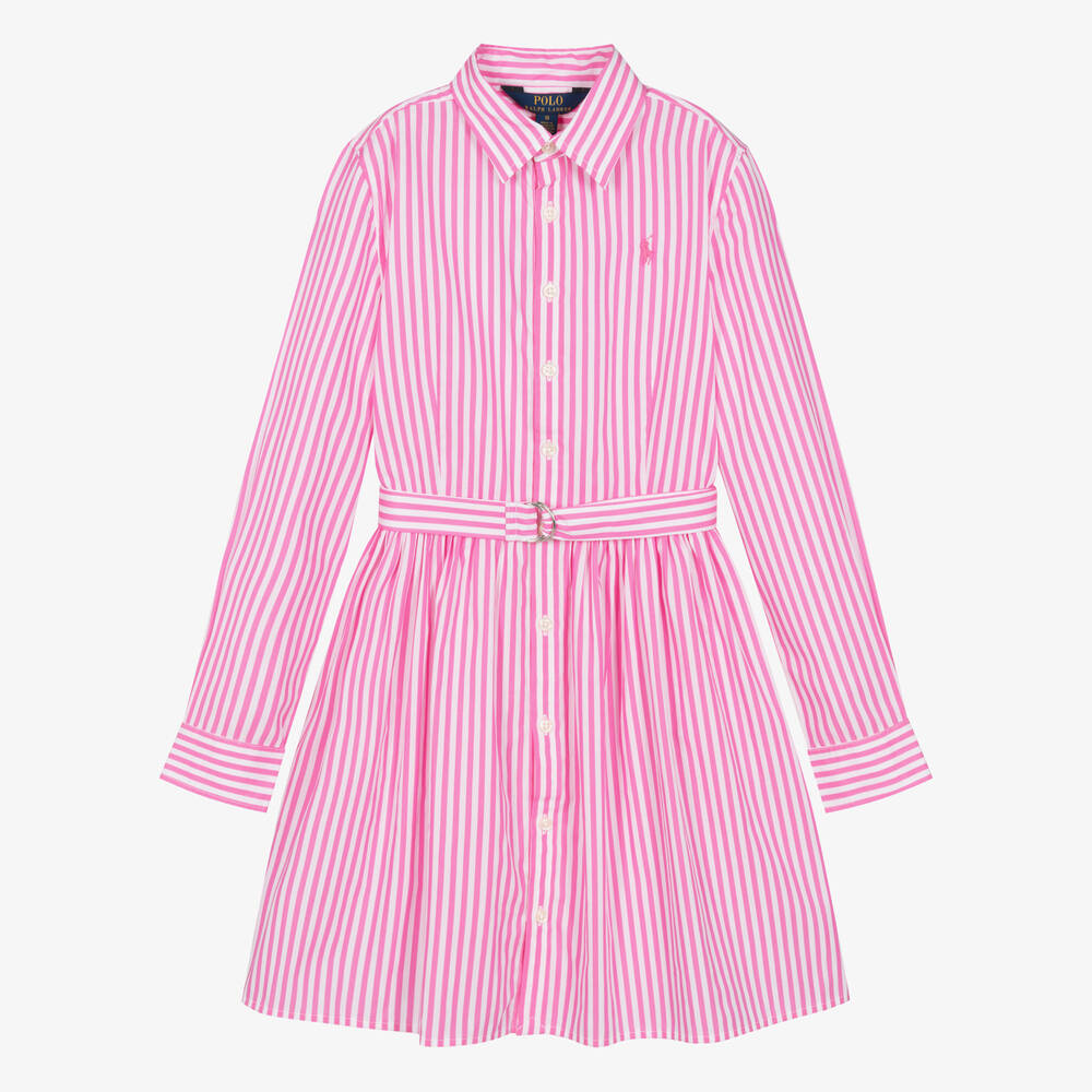 Ralph Lauren - Rosa gestreiftes Teen Hemdkleid | Childrensalon