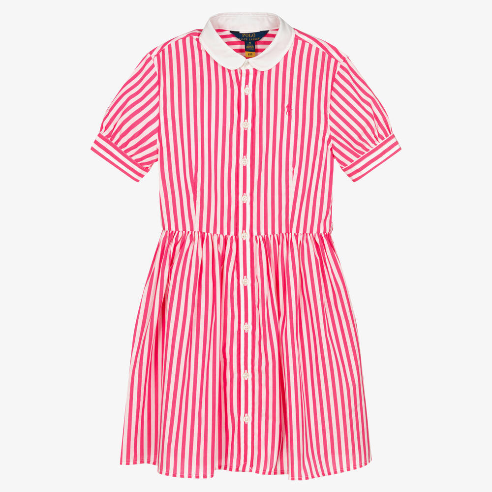 Pink and white striped ralph lauren polo outlet