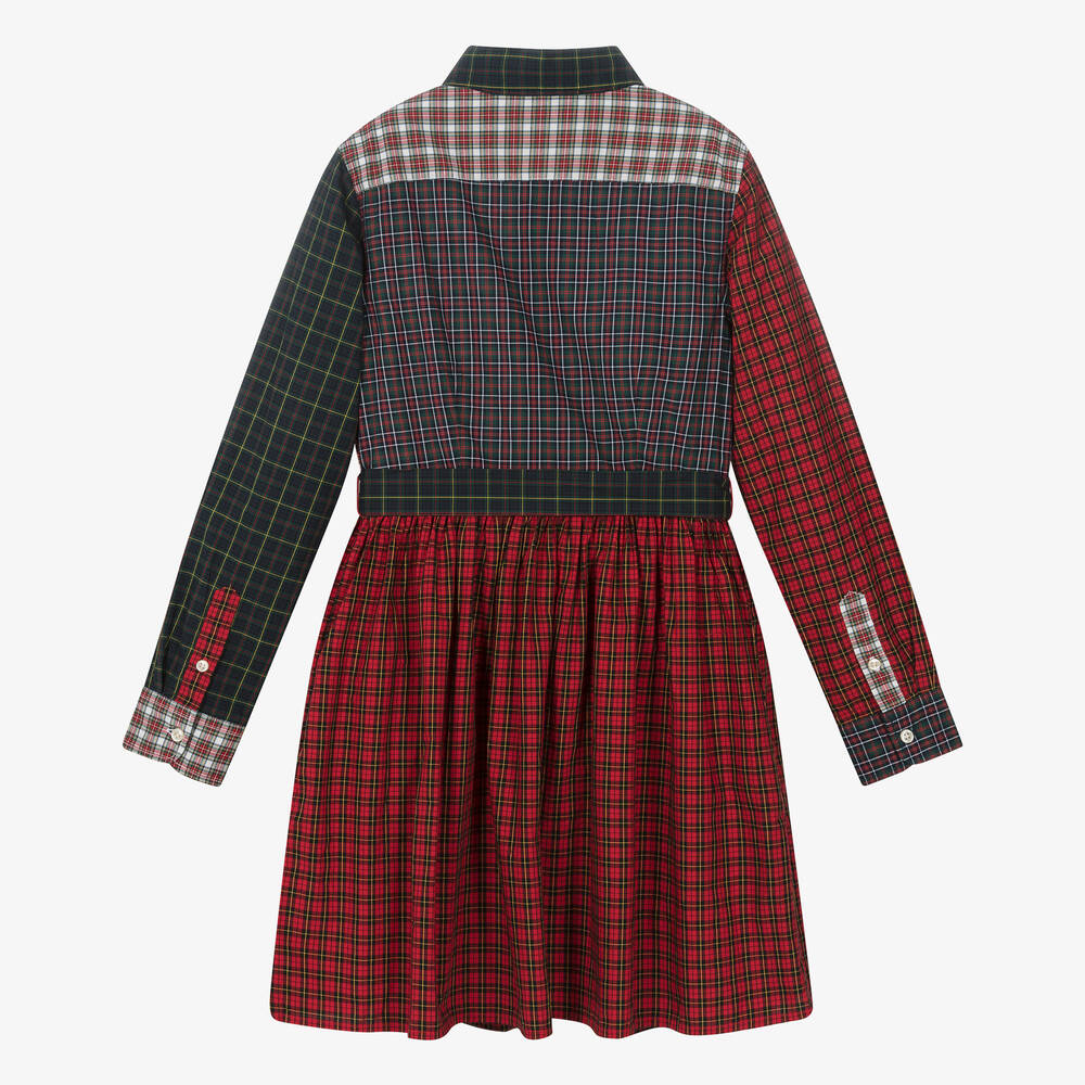 Ralph Lauren Teen Girls Red Blue Tartan Cotton Dress Childrensalon Outlet