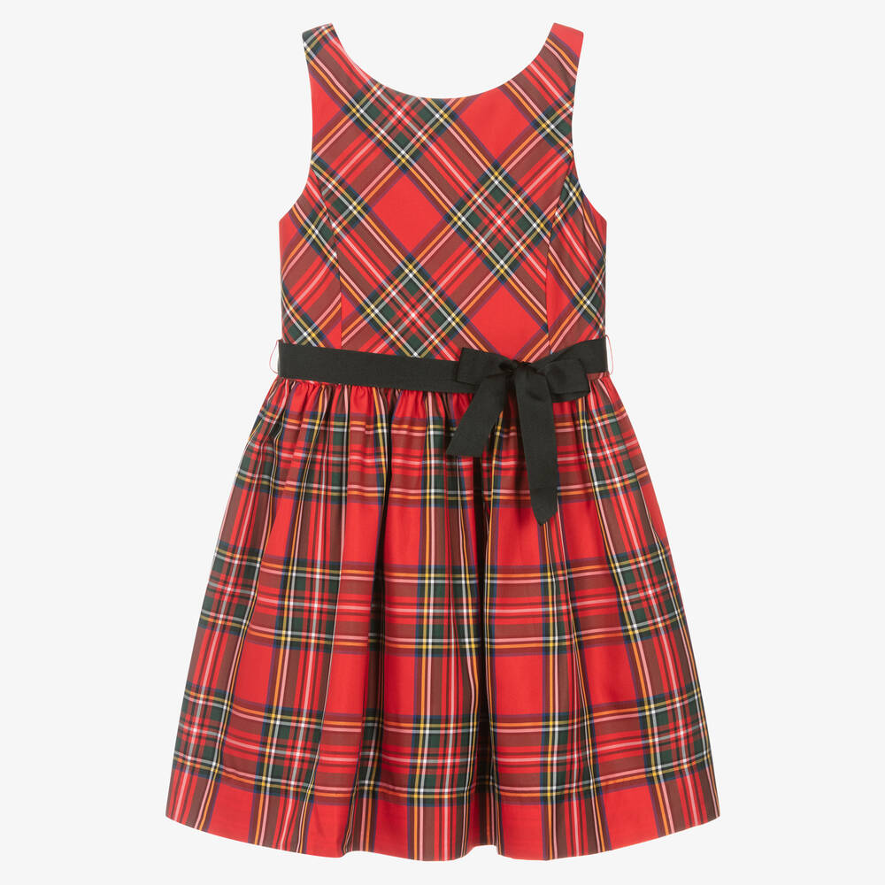 Polo Ralph Lauren - Rotes Teen Taft-Kleid mit Karos (M) | Childrensalon