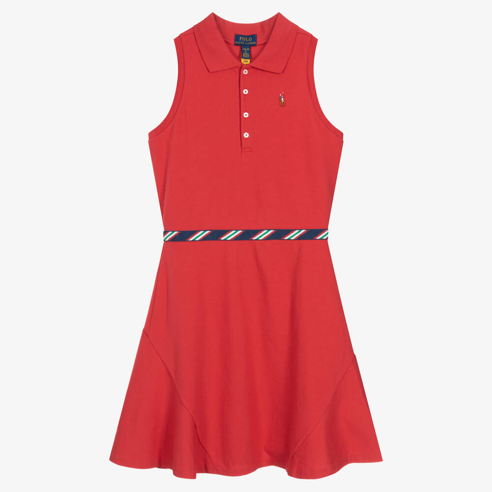 Polo Ralph Lauren - Teen Girls Red Cotton Piqué Polo Dress | Childrensalon