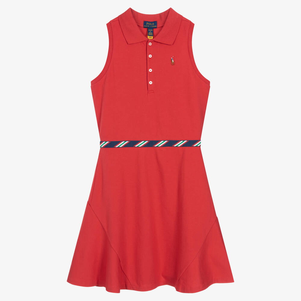 Girls red cheap polo dress