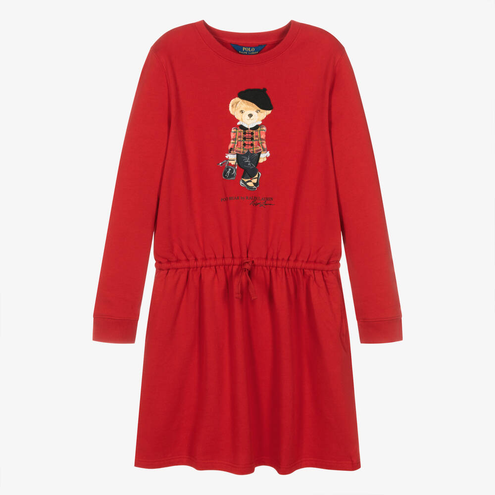 Ralph Lauren - Rotes Teen Polo Bear Baumwollkleid | Childrensalon