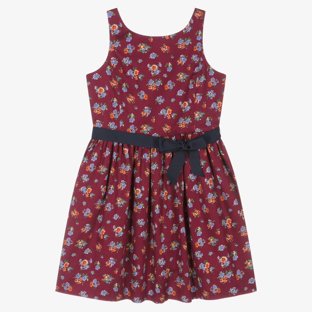 Ralph Lauren - Rotes geblümtes Teen Baumwollkleid | Childrensalon