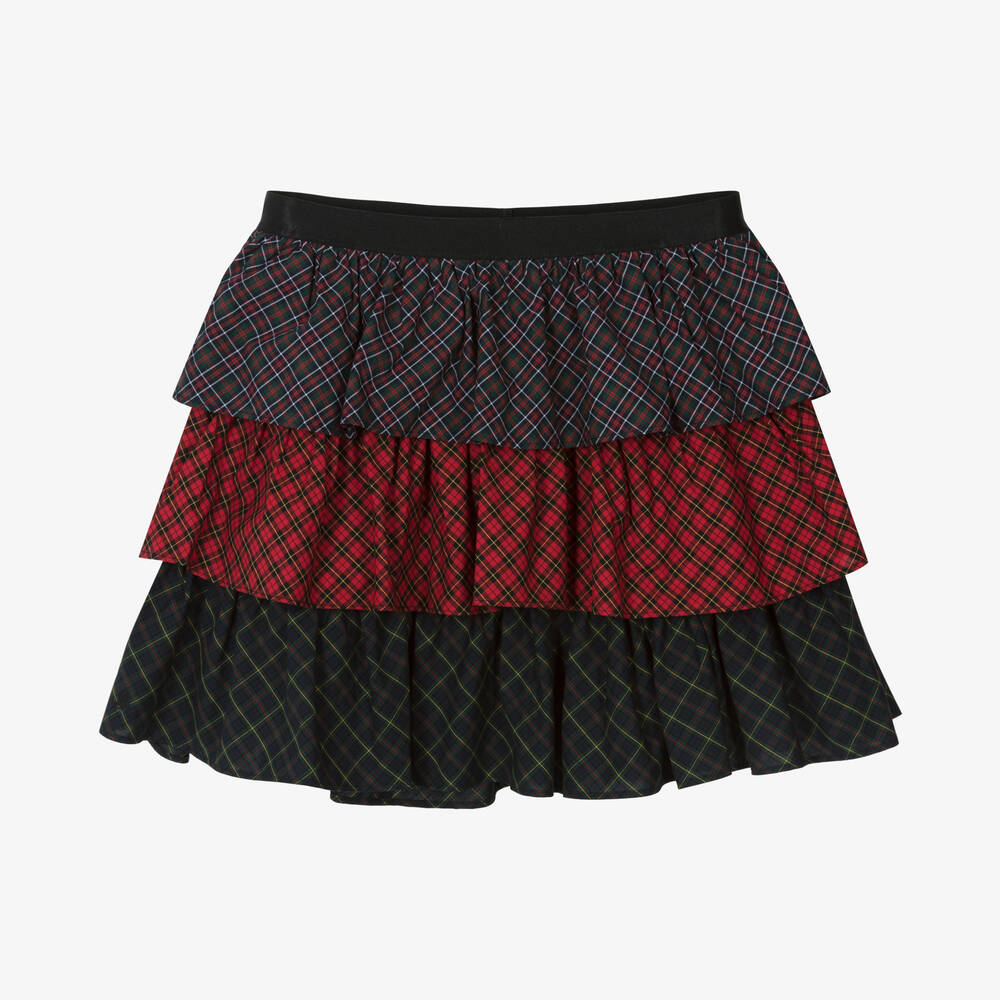 Teen Girls Red Navy Blue Plaid Skirt