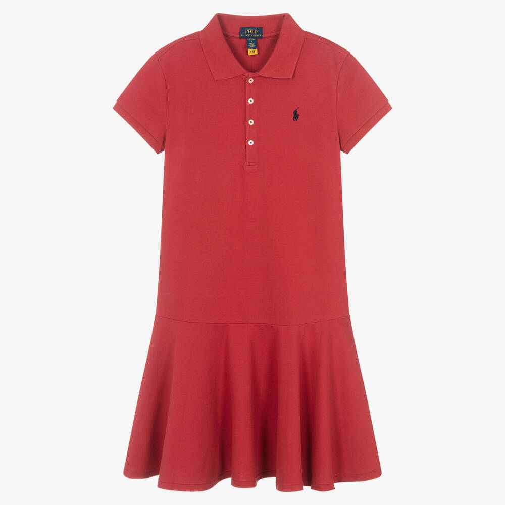 Polo Ralph Lauren - Rotes Teen Piqué-Polokleid (M) | Childrensalon