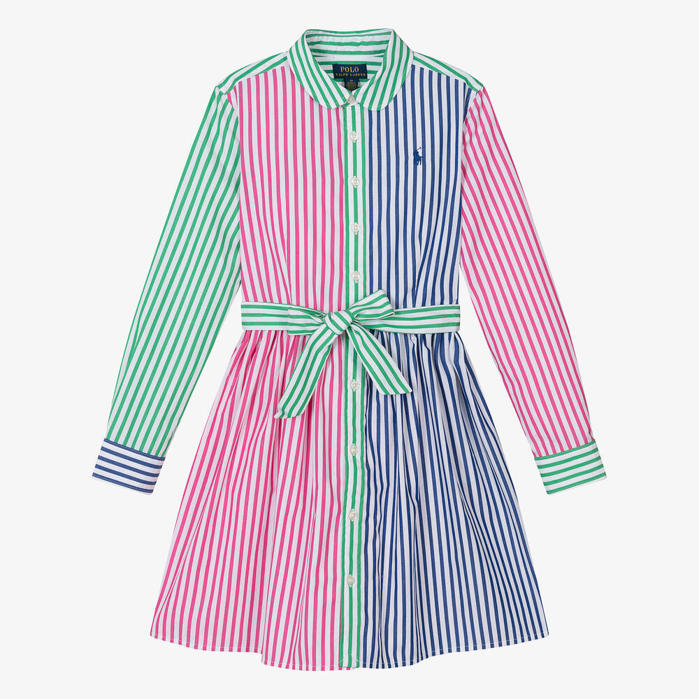 Ralph Lauren Robe chemise rayee en coton ado Childrensalon Outlet