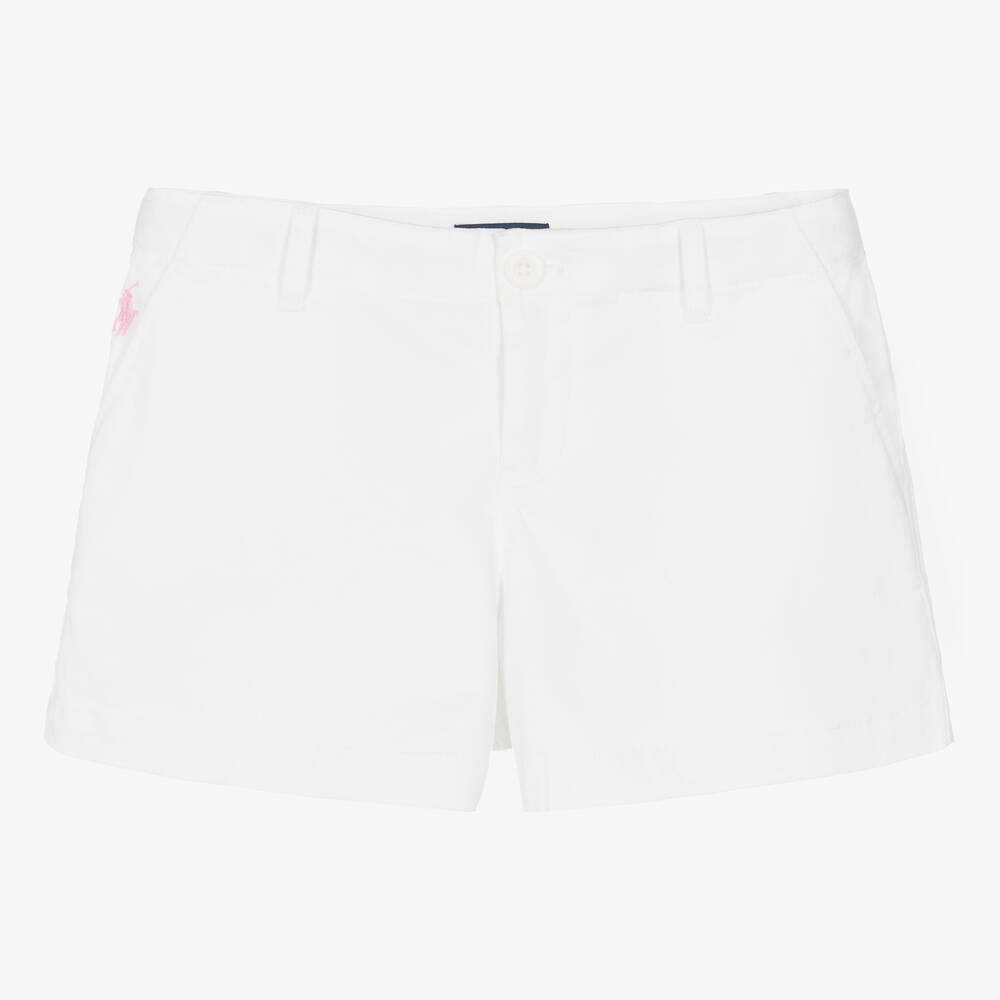 Ralph Lauren-Teen Girls White Cotton Chino Shorts | Childrensalon Outlet