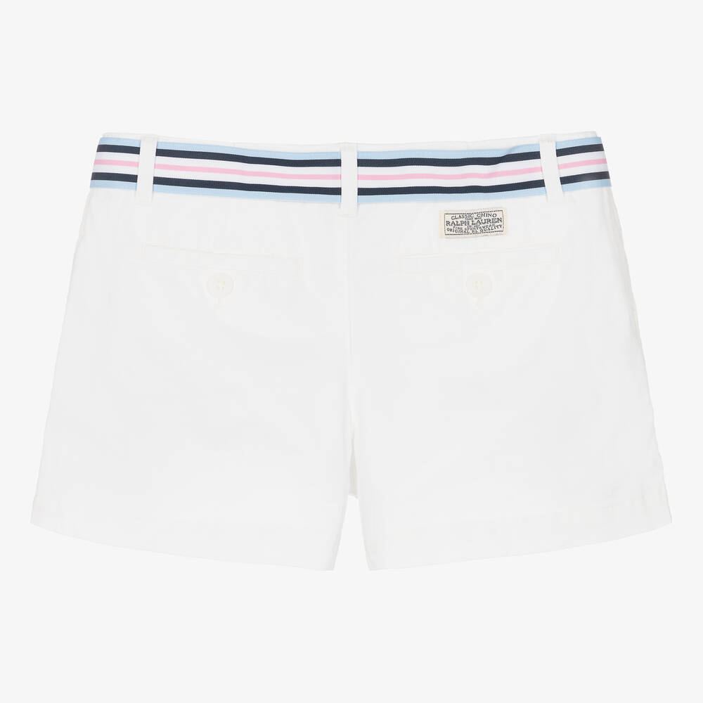 Ralph Lauren-Teen Girls White Cotton Chino Shorts | Childrensalon Outlet