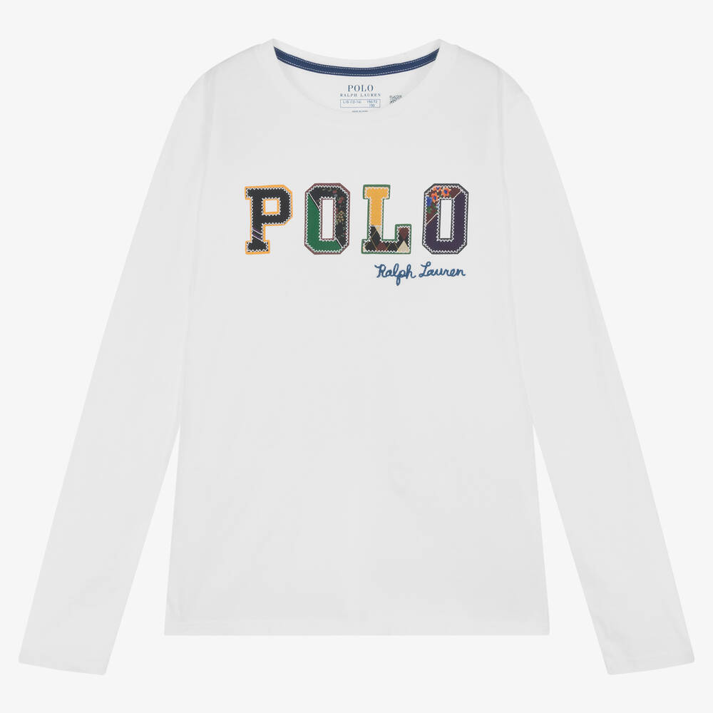 Ralph Lauren - Haut blanc en jersey de coton ado | Childrensalon