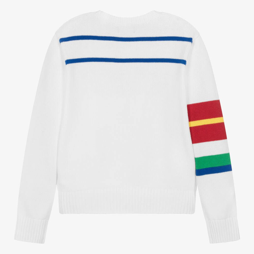 White sweater with rainbow stripe online