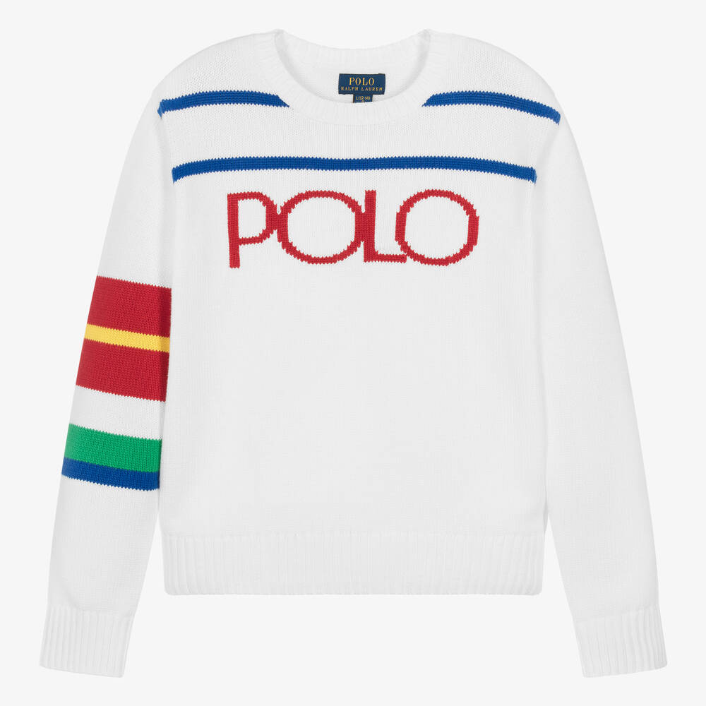 Ralph Lauren-Белый вязаный свитер из хлопка для подростков | Childrensalon Outlet