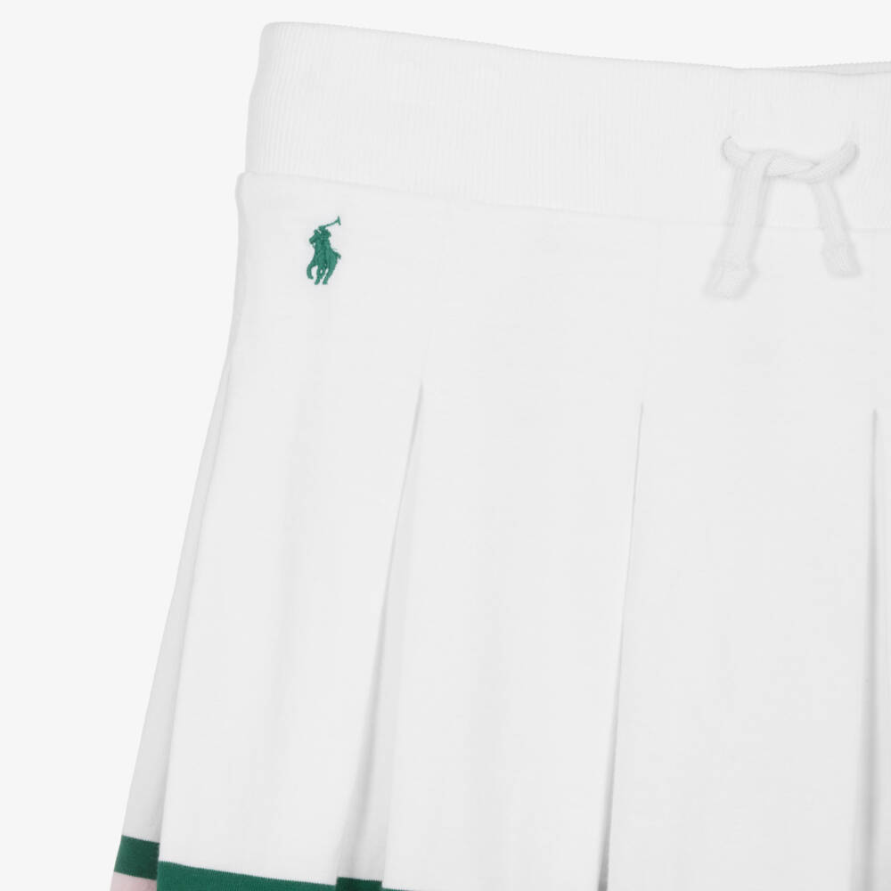 Ralph Lauren-Teen Girls White Cotton Pleated Skort | Childrensalon Outlet