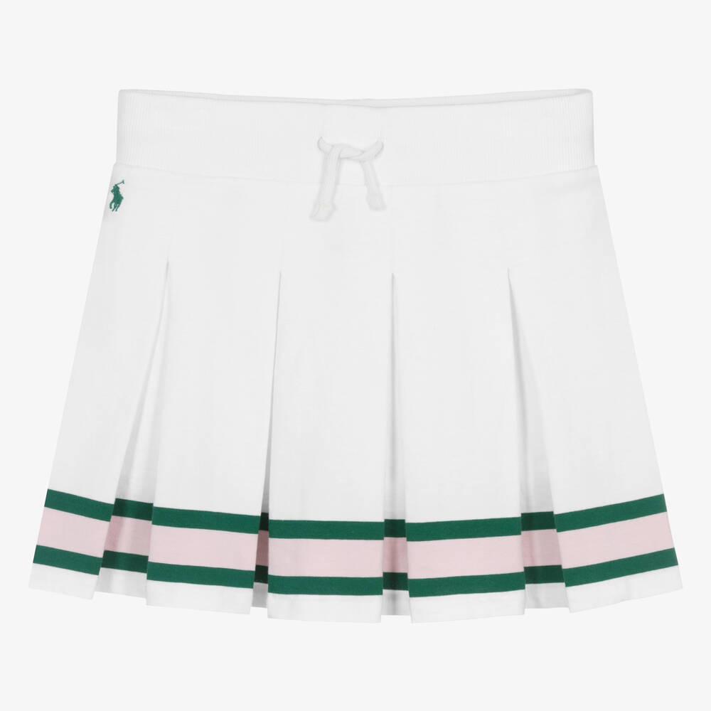 Ralph Lauren-Teen Girls White Cotton Pleated Skort | Childrensalon Outlet