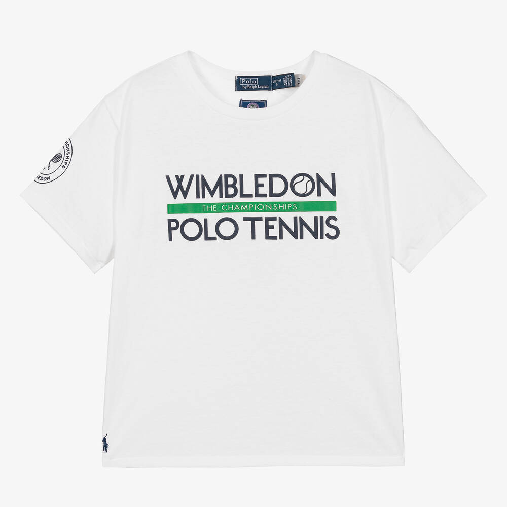 Polo Ralph Lauren - Teen Girls White Cotton Wimbledon T-Shirt | Childrensalon