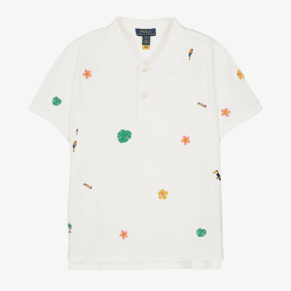 Ralph Lauren - Белая рубашка поло с вышивкой | Childrensalon