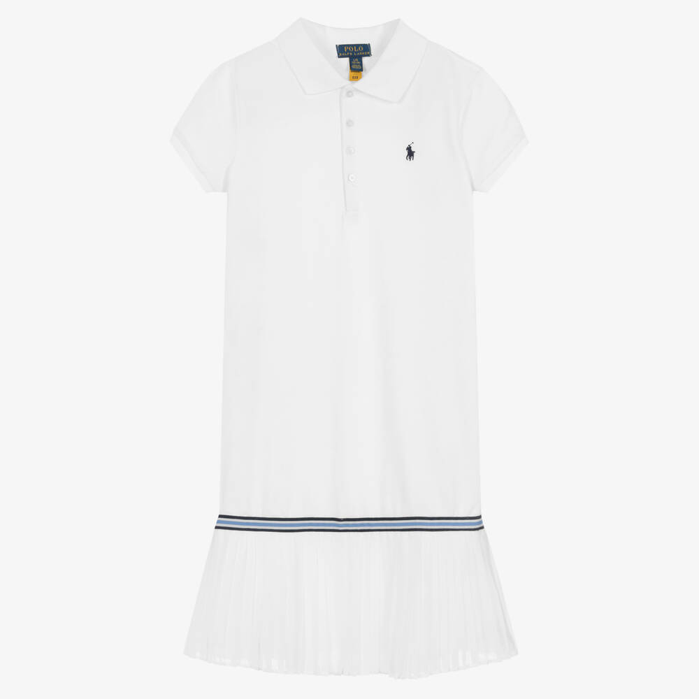Polo Ralph Lauren - Weißes Teen Polokleid für Mädchen | Childrensalon
